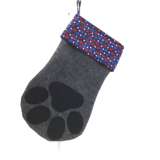 Dog Paw Stocking Gray Blue