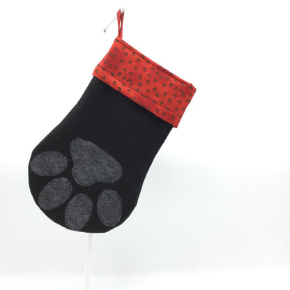 Dog Paw Stocking Black Red