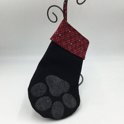 Dog Paw Stocking Black Red