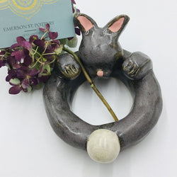 Ceramic Bunny Ring, Shelf Sitter - view 1