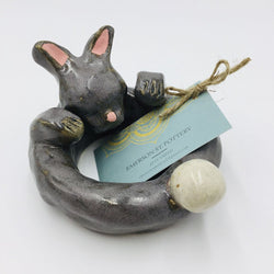 Ceramic Bunny Ring, Shelf Sitter - view 2