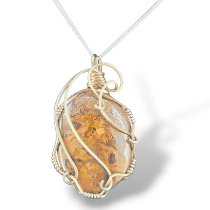 Sterling Silver Wrapped Bronzite Pendant