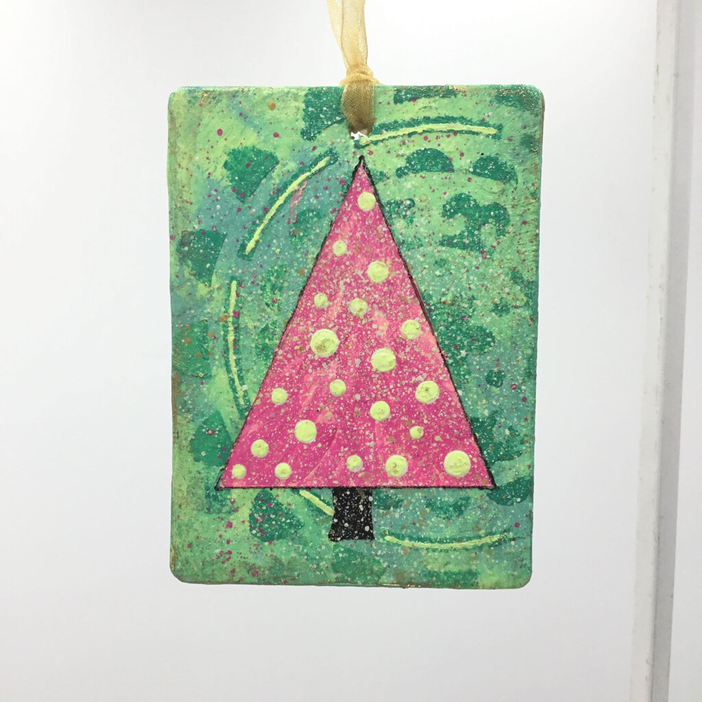 Pink Tree Ornament- Rectangle (1)