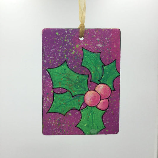 Green Holly Ornament- Rectangle (1)