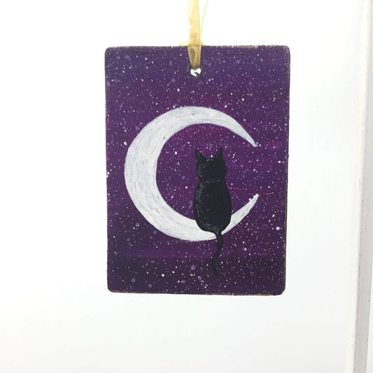 Cat & Moon Ornament - Rectangle (1)