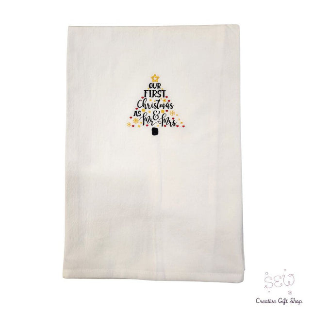 Our first Christmas as Mr, and Mrs, Embroidered Towel