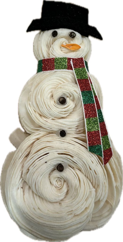 Snowman Ornament/Magnet with Striped Scarf