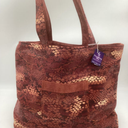 Snake skin reversible tote w/ maroon