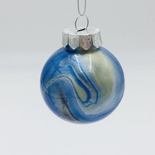 Round Christmas Ornament 2.4" Blue, Silver, Dark Silver, Black