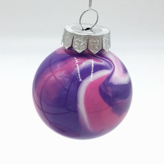 Round Christmas Ornament 2.4" Pink & Purple