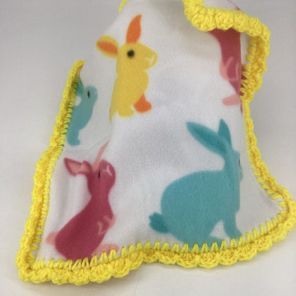 Fleece Lovey bunny w/ orange crochet