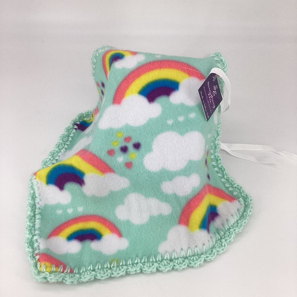 Fleece lovey rainbow w/ green