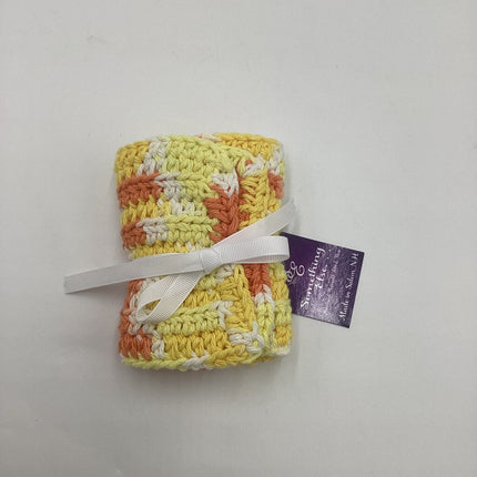 Cotton dishcloths orange & wh.