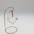 Glass heart shaped yellow red pink