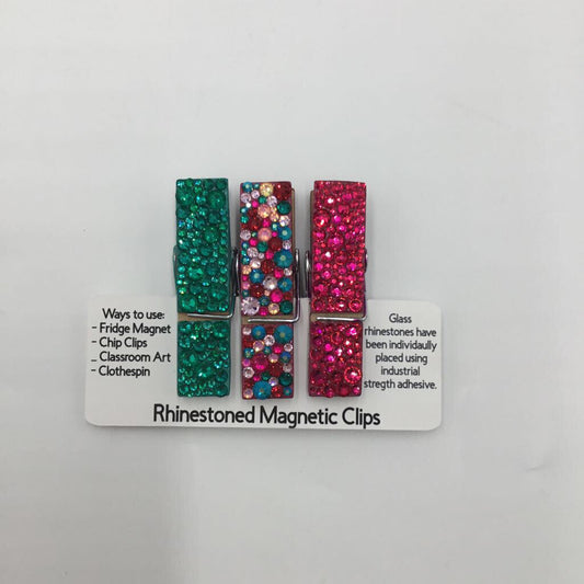 Unconventional Christmas 3 Piece Set Rhinestone Magnetic Clips