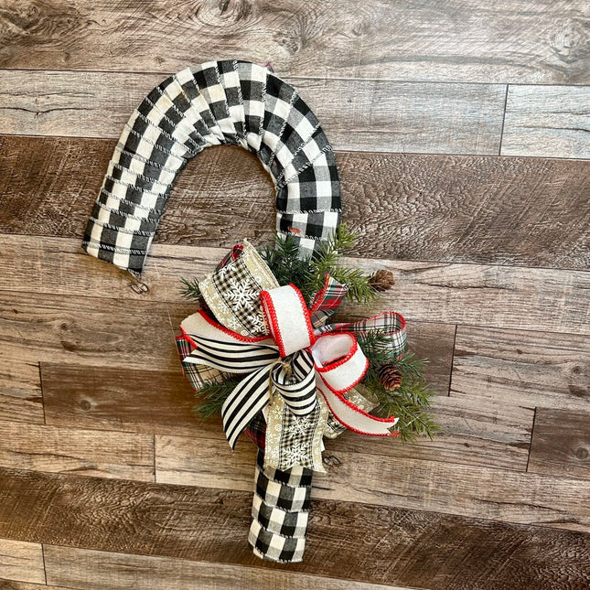 Buffalo Plaid Country Winter Candy Cane Hanging Decor
