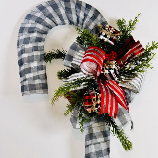 Candy Cane, Large Gray & White w/Presents