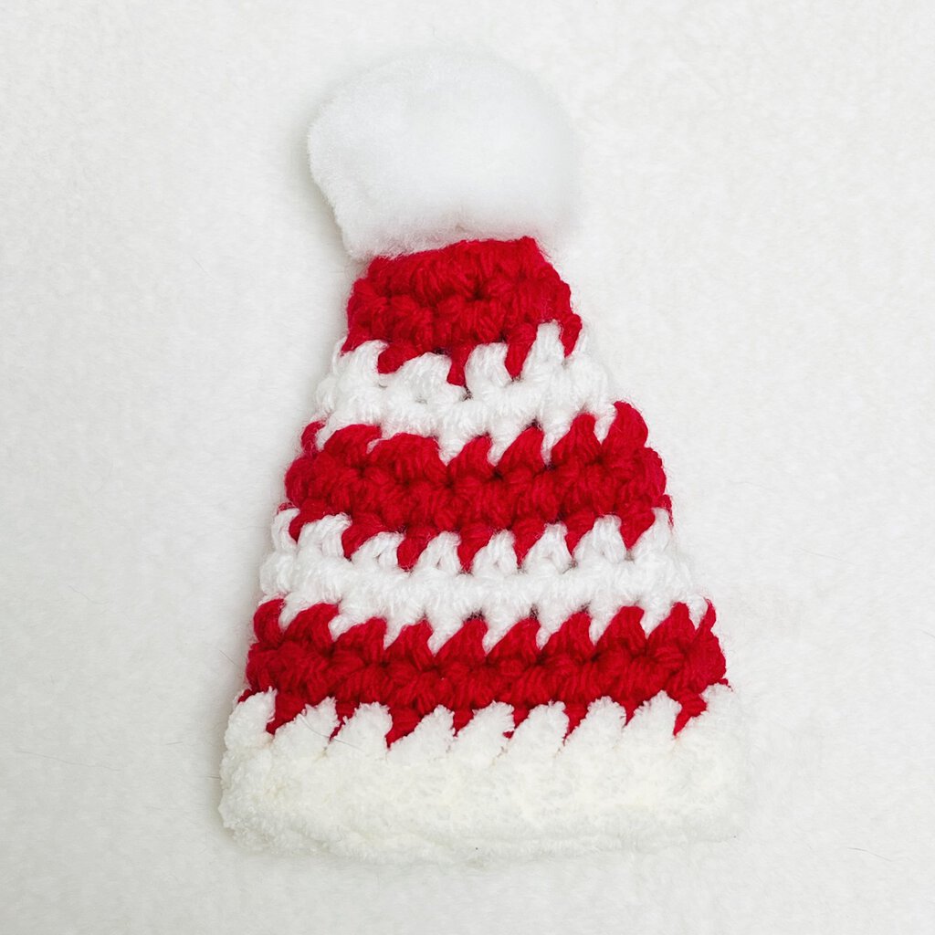 Wine Bottle Topper - Red & White Elf Hat