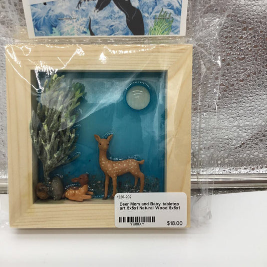 Deer Mom and Baby tabletop art 5x5x1