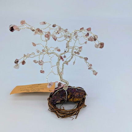 Twisted Wire and Gemstone Tree: Strawberry Qtz/Chalcopyrite