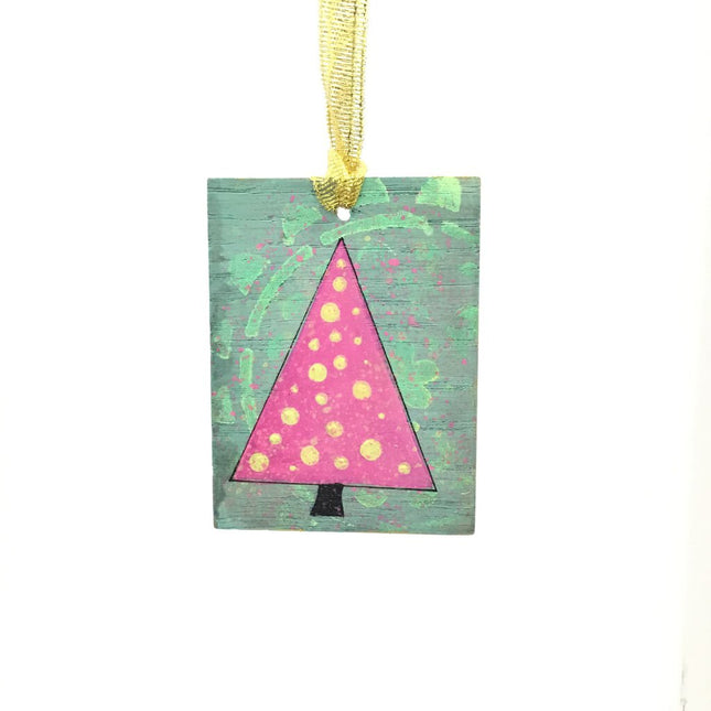 Pink Tree Ornament- Rectangle (2)