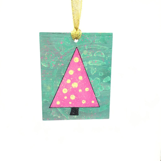 Pink Tree Ornament- Rectangle (3)