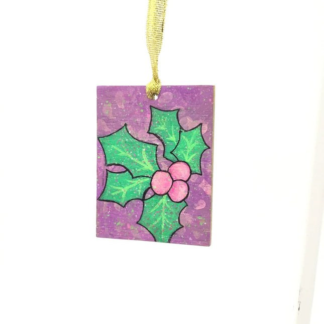 Green Holly Ornament- Rectangle (2)