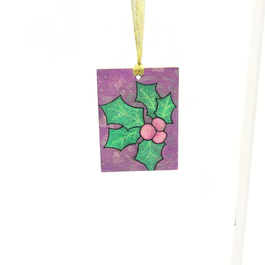 Green Holly Ornament- Rectangle (3)