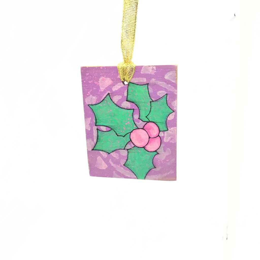 Green Holly Ornament- Rectangle (4)