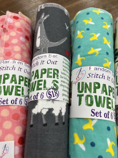 Reusable UnPaper Towels Set of 6 Random