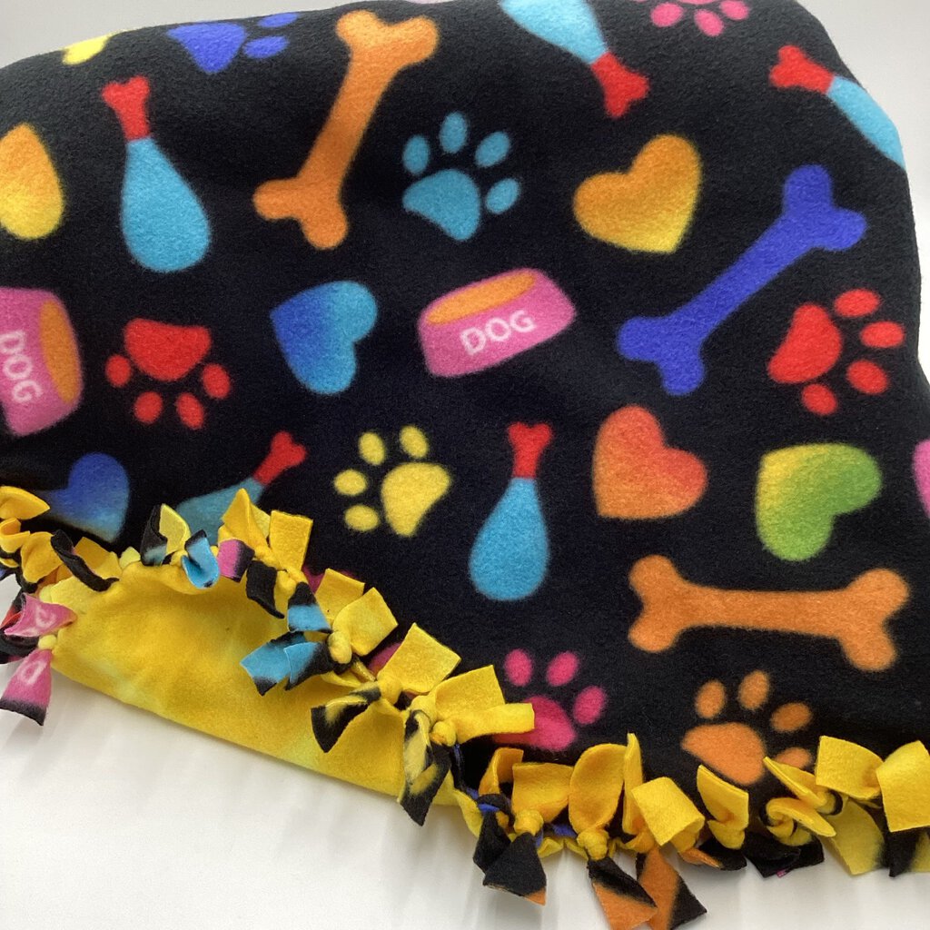 Fleece blanket dog multi colors/yellow