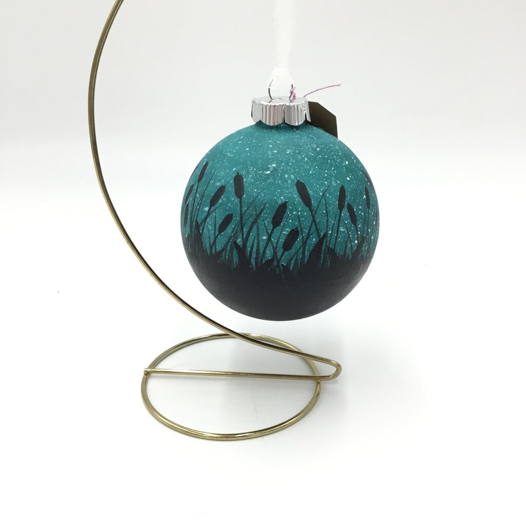 Green Cattail Ornament Lg Round (13)