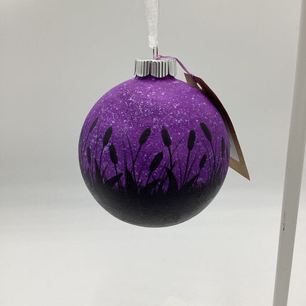 Purple Cattail Ornament Lg Round (16)