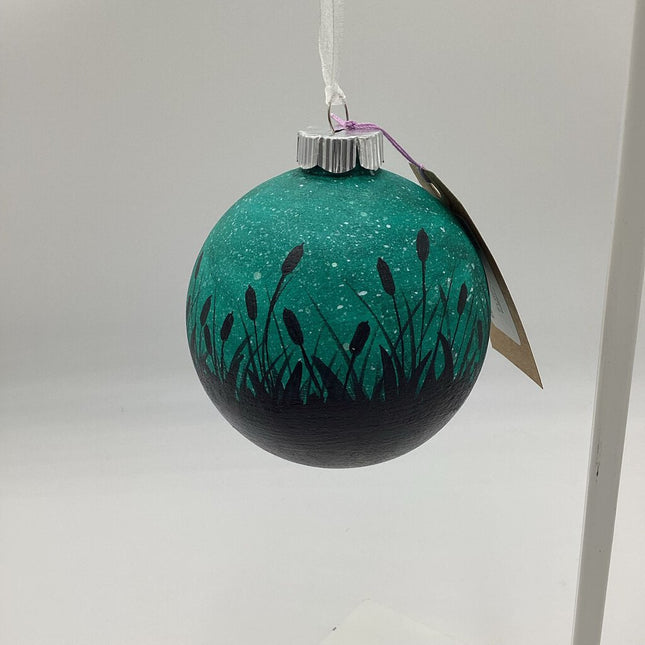 Green Cattail Ornament Lg Round (12)