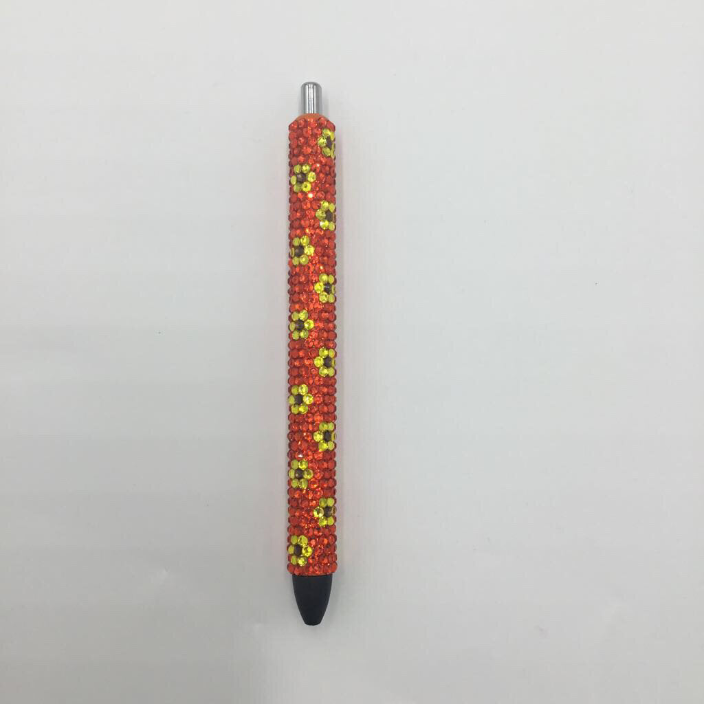 Orange Sunflower Full Rhinestone Pen