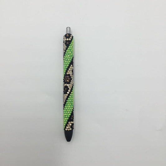 Green Luster Leopard Print Swirl Full Rhinestone Pen