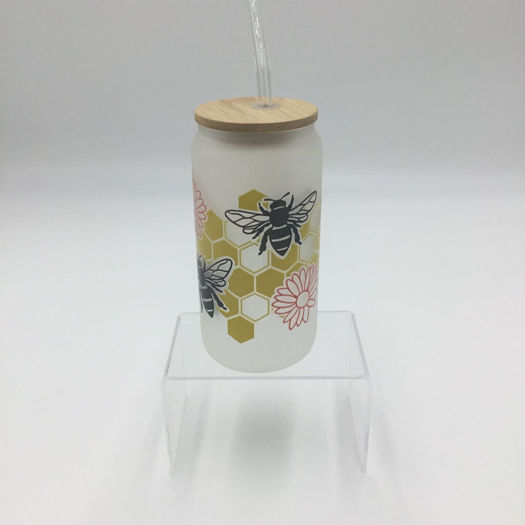 17oz glass Tumbler-hobey bee