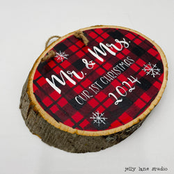 MR & MRS 1ST CHRISTMAS woodslice plaque - view 4