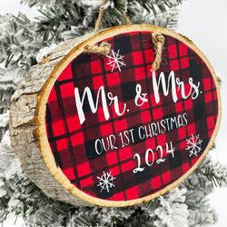 MR & MRS 1ST CHRISTMAS woodslice plaque - view 3
