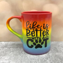 Rainbow mug life better cat - view 2