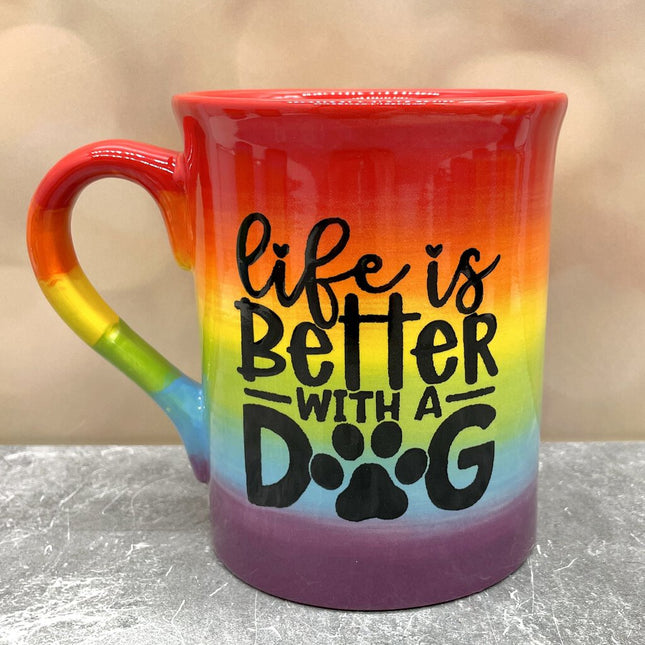 Rainbow mug life better dog