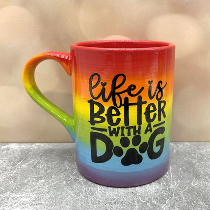 Rainbow mug life better dog