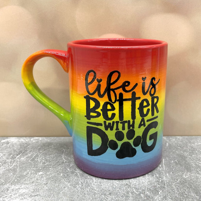 Rainbow mug life better dog