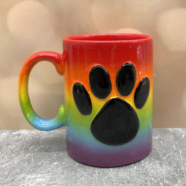 Rainbow mug paw print