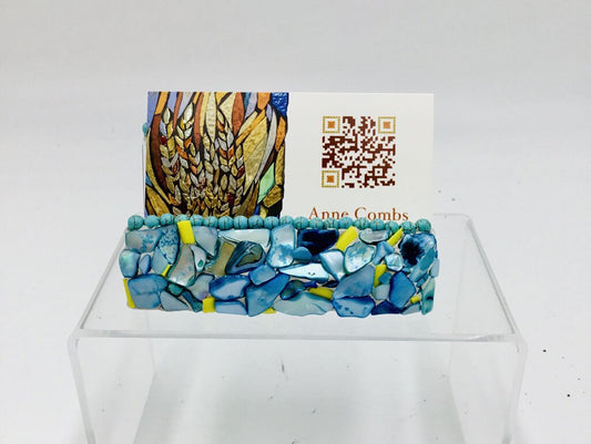 Blue and Yellow Business Card Holder