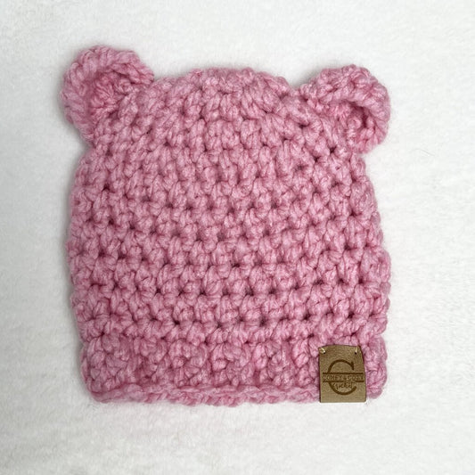 Bear Hat - Pink (3-6 month)