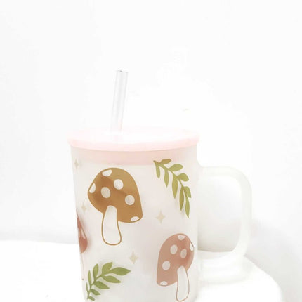 Glass mug- Mushrooms