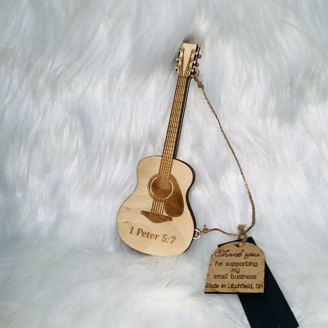 Ornament - Guitar Pick Holder Engraved 1 Peter 5:7
