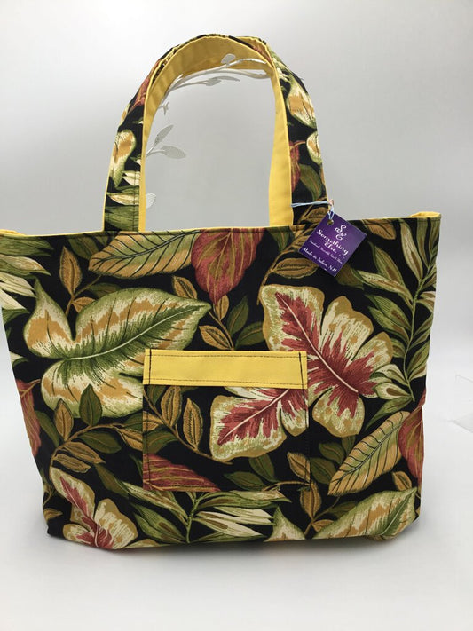 Fall leave w/ yellow reversible tote bag