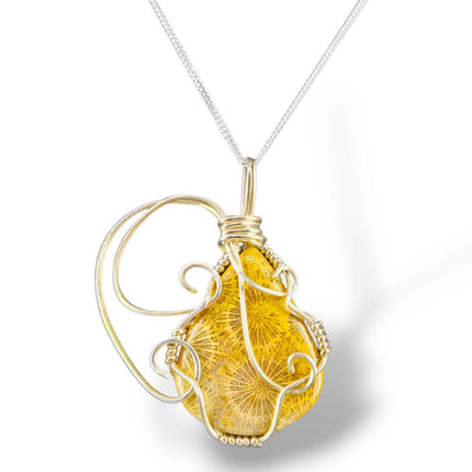 Sterling Silver Wrapped Fossil Pendant